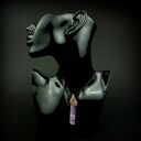 Ręcznie robiony wisiorek z ametystem w technice wire wrapping - miedziany i oksydowany