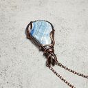 Lapis Lace Onyx m232 - wisiorek wire-wrapping z miedzi