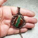 Chryzopraz - kamień szczęścia m217 - miedziany naszyjnik wire wrapping