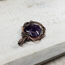 Ametystowe serce w miedzi - ręcznie robiony wisiorek wire wrapping