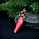 Wisiorek z koralem - handmade wire wrapping z miedzi