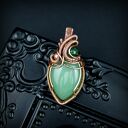 Wisiorek z awenturynem - miedziana oprawa wire wrapping