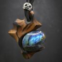 Naszyjnik wisiorek Labradoryt i Lipa, pirografia, wood Jewellery, upominek, prezent