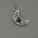 Wisiorek księżyc lapis lazuli wire wrapping niebieski talizman amulet