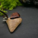 Naszyjnik - wiąz i obsydian mahoniowy, wood Jewellery, wisiorek, upominek, oryginalny, prezent