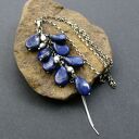 Srebrny wisior z lapis lazuli - oksydowany