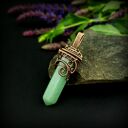 Wisiorek z awenturynem wire wrapping - miedziana oprawa