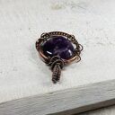 Ametystowe serce w miedzi - ręcznie robiony wisiorek wire wrapping