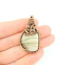 Krzemień pasiasty wisiorek wire wrapping - oksydowana miedź