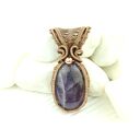 Wisior z ametystem - miedziany wire wrapping z hematytem