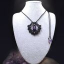 Czarna Gwiazda z ametystem choker - naszyjnik makramowy