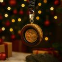 Drewniany wisiorek - Grosz - ręcznie zrobiony naszyjnik z brzozy, na szczęście;na