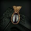 Wisior z ametystem - miedziany wire wrapping z hematytem