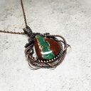 Chryzopraz - kamień szczęścia m217 - miedziany naszyjnik wire wrapping