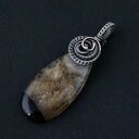 Cylia - wisiorek z agatem i oksydowanym srebrem, wire wrapping