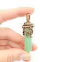 Wisiorek z awenturynem wire wrapping - miedziana oprawa