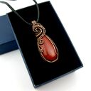 Wisiorek z jaspisu mokaitu wire wrapping - miedziana oksydowana oprawa