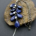 Srebrny wisior z lapis lazuli, oksydowany