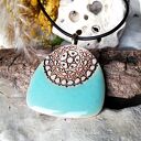 PASTELOWY NIEBIESKI WISIOREK BOHO postarzany naszyjnik ceramiczny 100% handmade