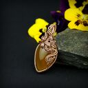 Agat brazylijski - ręcznie robiony wisiorek wire wrapping z miedzią i hematytem