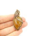 Agat brazylijski - miedziany wisiorek wire wrapping (oksydowany) w kształcie łezki