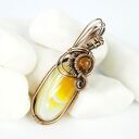 Wisiorek z żółtymi agatami - miedziany wire wrapping