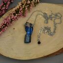 Naszyjnik Talizman z kwarcu tytanowego Aura - wire wrapping i stal chirurgiczna