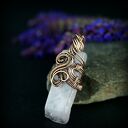 Wisiorek z różowym kwarcem - miedziany wire wrapping