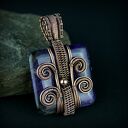 Wisior z ametystem w technice wire wrapping - miedziany, oksydowany