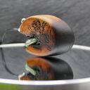 Wisiorek Wiśnia i Chalcedon - pirografia, minerał, naturalne drewno, handmade, biiżuteria, dla niej