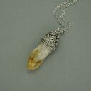 Wisiorek talizman z surowym cytrynem - wire wrapping ze stali chirurgicznej