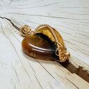 Wisiorek Bursztynowe Serce M298 - wire wrapping z bursztynu z Sumatry