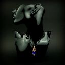 Wisiorek z niebieskim agatem wire wrapping - miedziana biżuteria na prezent