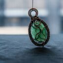 Naszyjnik Zuryn z awenturynem - miedziany wisiorek wire wrapping