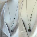 Czarny bursztyn XXL z malachitem