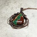 Chryzopraz - kamień szczęścia m217 - miedziany naszyjnik wire wrapping