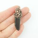 Kwarc dymny - miedziany wisiorek wire wrapping z hematytami