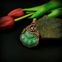 Wisiorek z awenturynem w kształcie łapki - ręcznie robiony wire wrapping