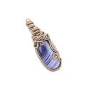 Wisiorek z fioletowym agatem w miedzianej oprawie wire wrapping