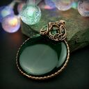 Wisiorek z dużym zielonym agatem w technice wire wrapping