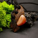 Wisiorek „Wierzbowy Karneol” - pirografia w drewnie, handmade