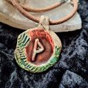 Ceramiczny wisior amulet - Runa Wunjo (Radość i Szczęście) na rzemieniu