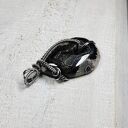 Kryształowa druza agatu - srebrny wisiorek z labradorytem (wire-wrapping)
