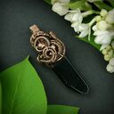Kwarc dymny - miedziany wisiorek wire wrapping z hematytami