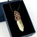Wisiorek z cytrynem - miedziany wire wrapping na prezent