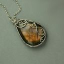 Wisiorek z labradorytem wire wrapping stal chirurgiczna