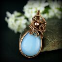 Wisiorek z opalitem - miedziany wire wrapping dla niej