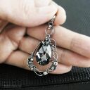Secret admirer - czarny lustrzany kryształ Swarovski w srebrze (wire wrapping)
