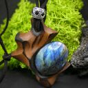 Unikatowy naszyjnik z labradorytem i lipą - wisiorek handmade