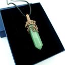 Wisiorek z awenturynem wire wrapping - miedziana oprawa